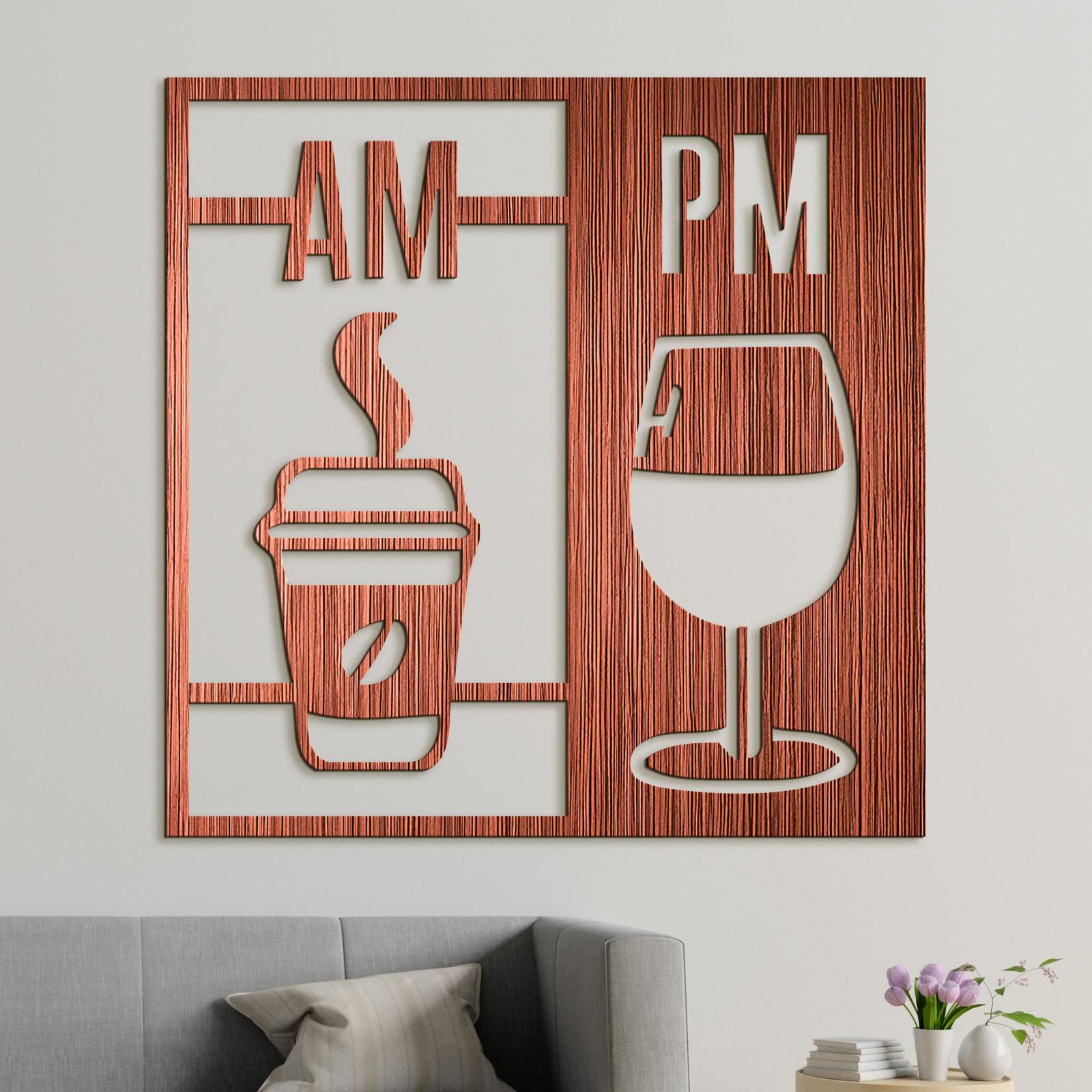 Drevená dekorácia Deň začína kávou a končí vínom-DREVTEX