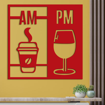 Drevená dekorácia Deň začína kávou a končí vínom-DREVTEX