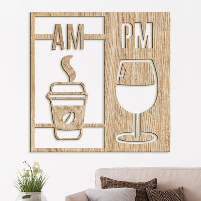 Drevená dekorácia Deň začína kávou a končí vínom-DREVTEX