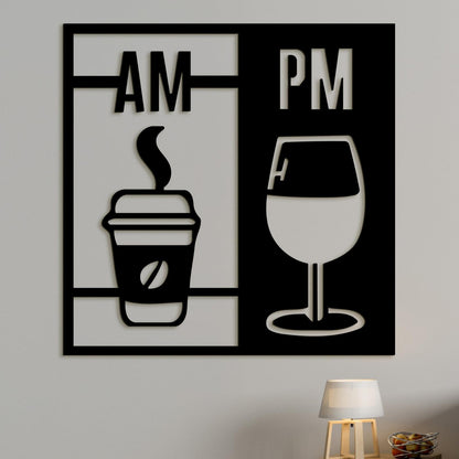 Drevená dekorácia Deň začína kávou a končí vínom-DREVTEX