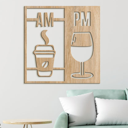 Drevená dekorácia Deň začína kávou a končí vínom-DREVTEX