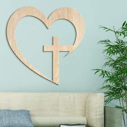 Drevený obraz na stenu Kríž v srdci-DREVTEX