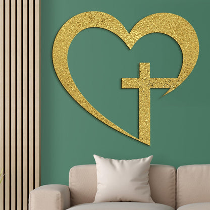 Drevený obraz na stenu Kríž v srdci-DREVTEX