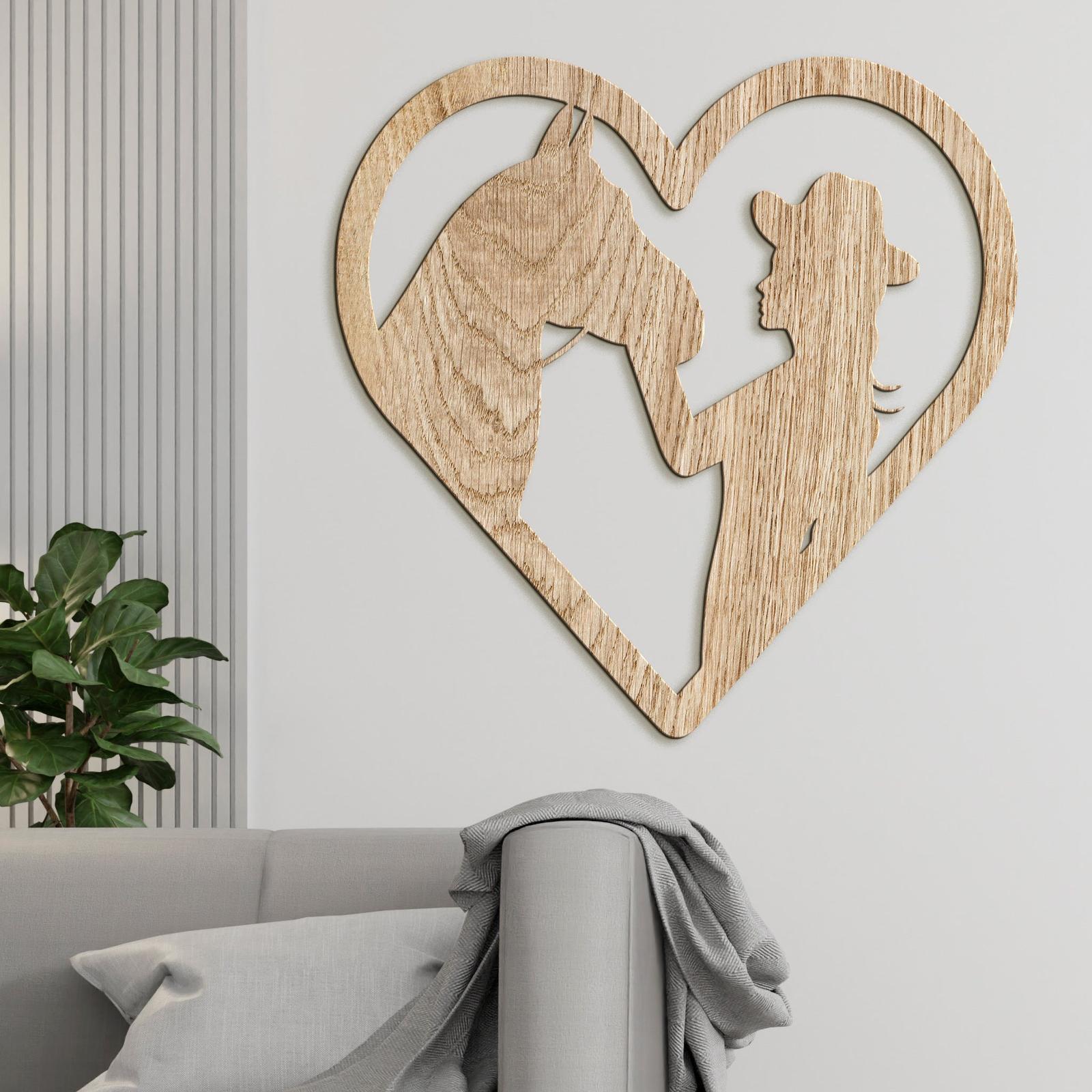 Drevený obraz na stenu žena s koňom-DREVTEX