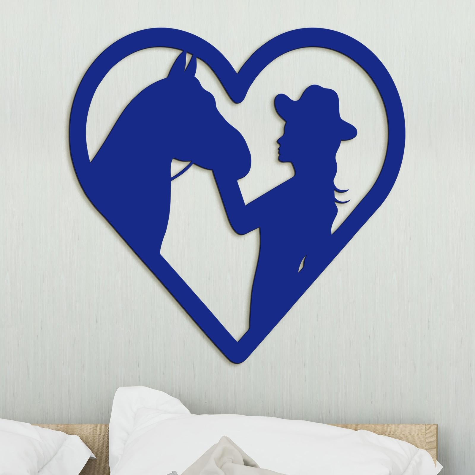 Drevený obraz na stenu žena s koňom-DREVTEX