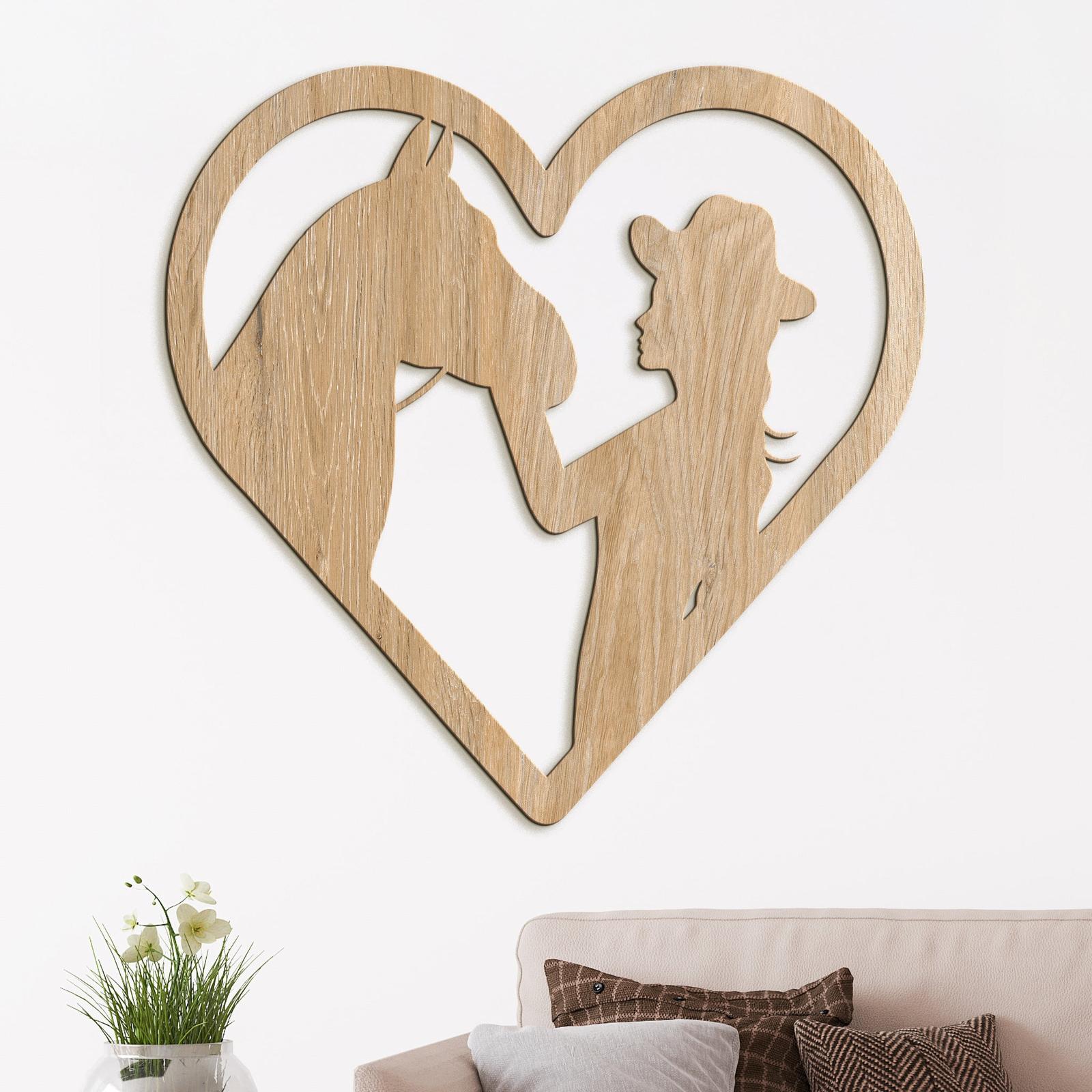 Drevený obraz na stenu žena s koňom-DREVTEX