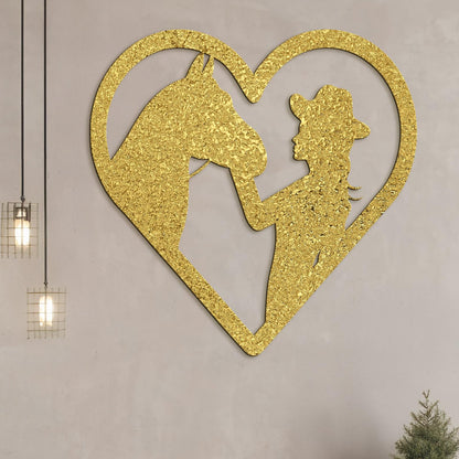 Drevený obraz na stenu žena s koňom-DREVTEX