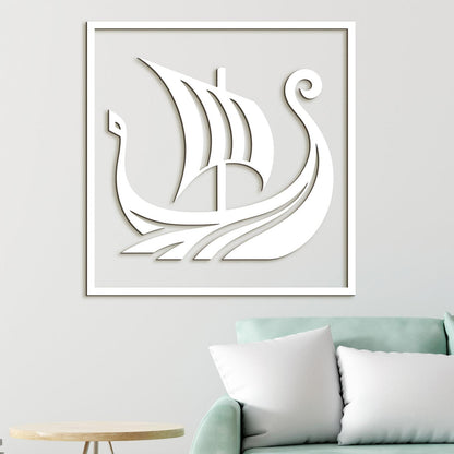 Dreveny obraz Vikingska lod-DREVTEX