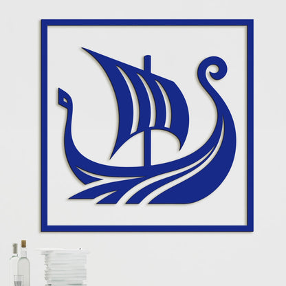 Dreveny obraz Vikingska lod-DREVTEX