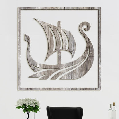 Dreveny obraz Vikingska lod-DREVTEX