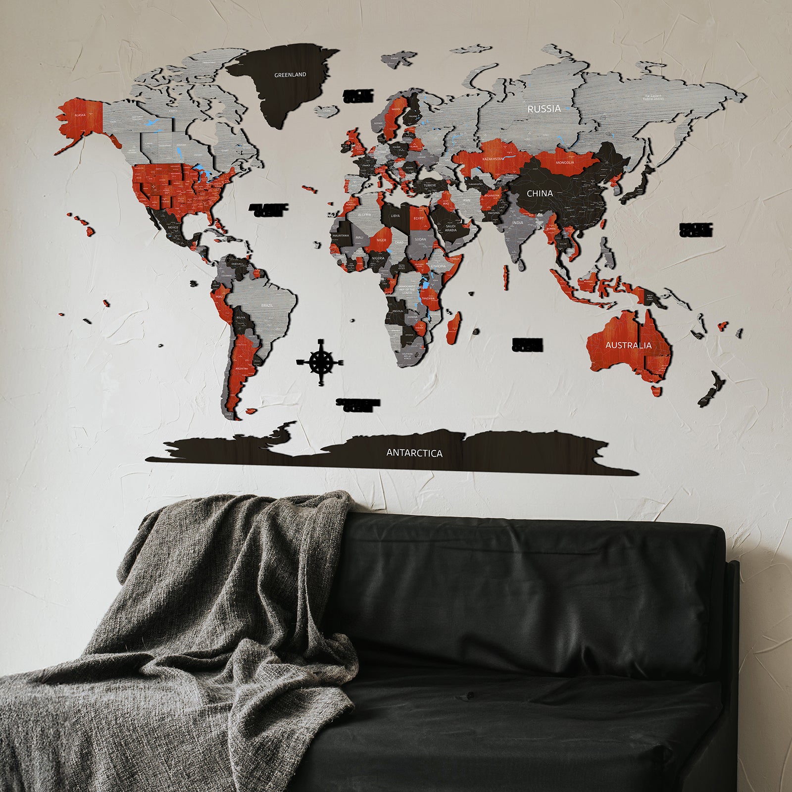 Viacvrstvová Mapa z Dreva červená