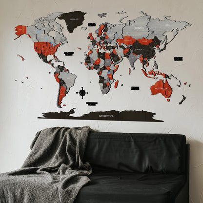 Viacvrstvová Mapa z Dreva červená