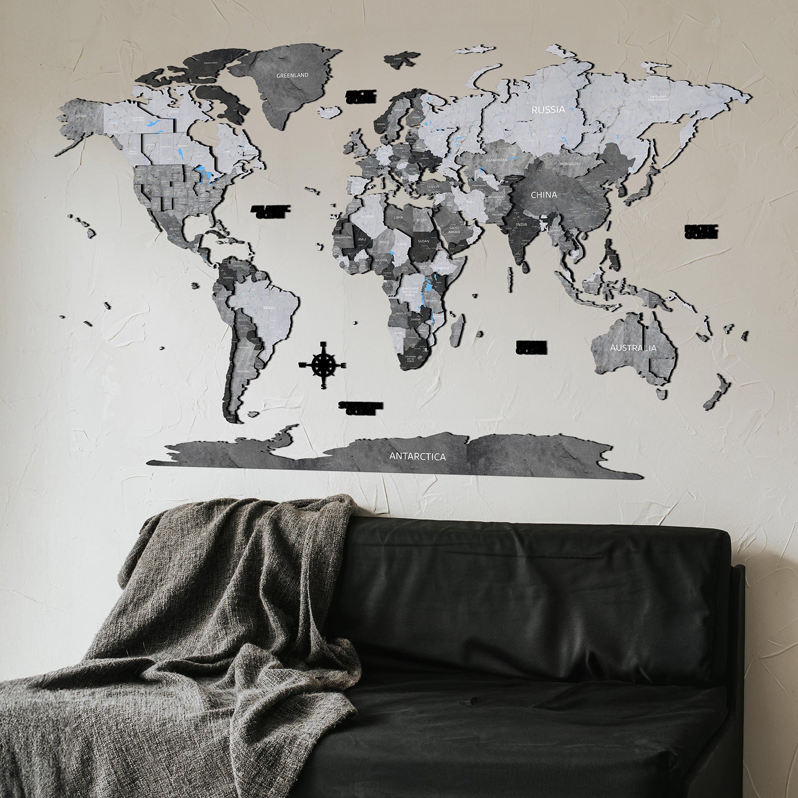 Viacvrstvová Mapa z Dreva Sivá