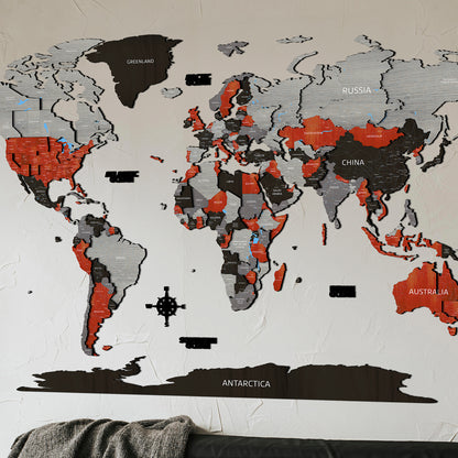 Viacvrstvová Mapa z Dreva červená