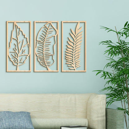 Trojdielny obraz Listy-DREVTEX