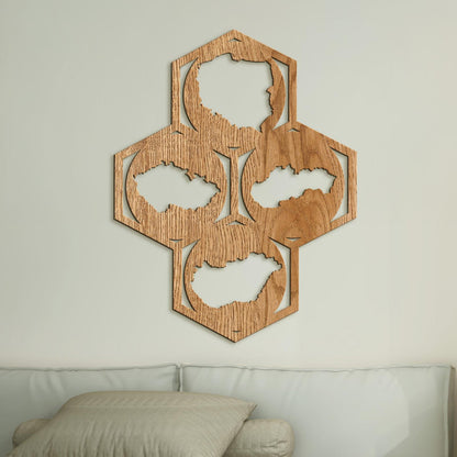 Drevený obraz na stenu Mapy-DREVTEX