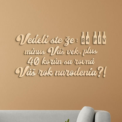 Vtipný drevený nápis na stenu PIVO-DREVTEX