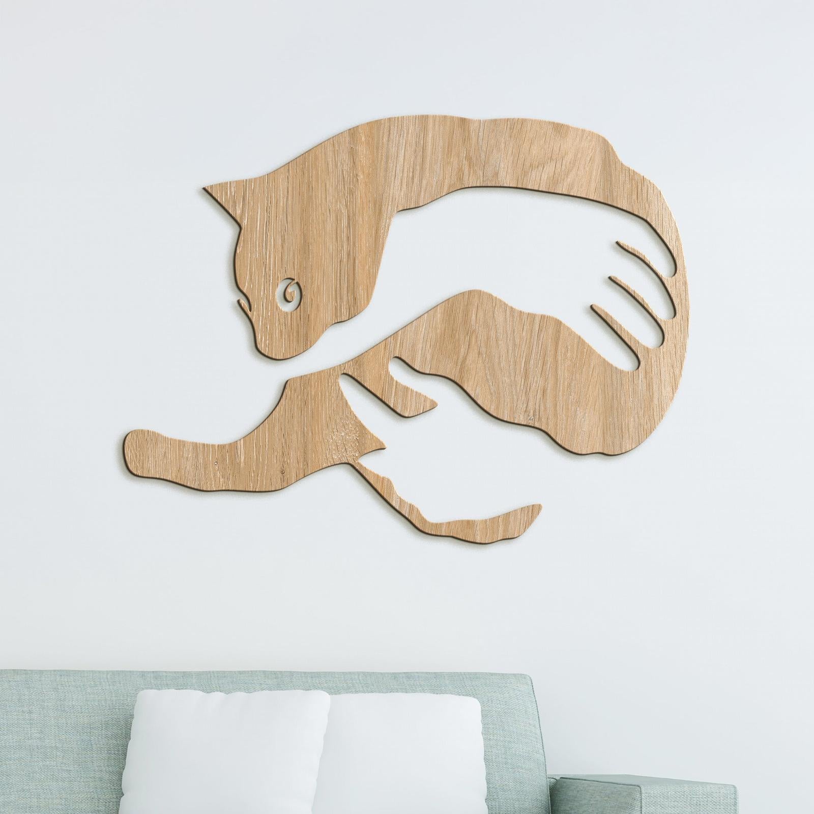 Drevený obraz na stenu mačka v náručí-DREVTEX