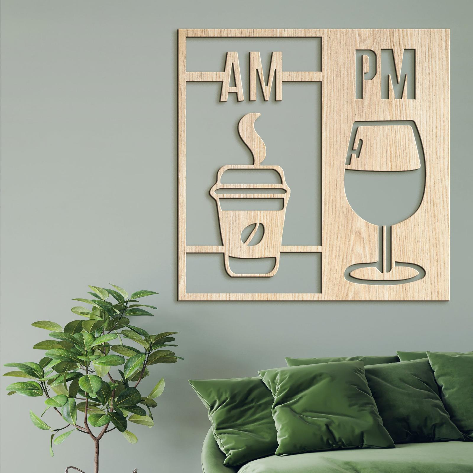 Drevená dekorácia Deň začína kávou a končí vínom-DREVTEX