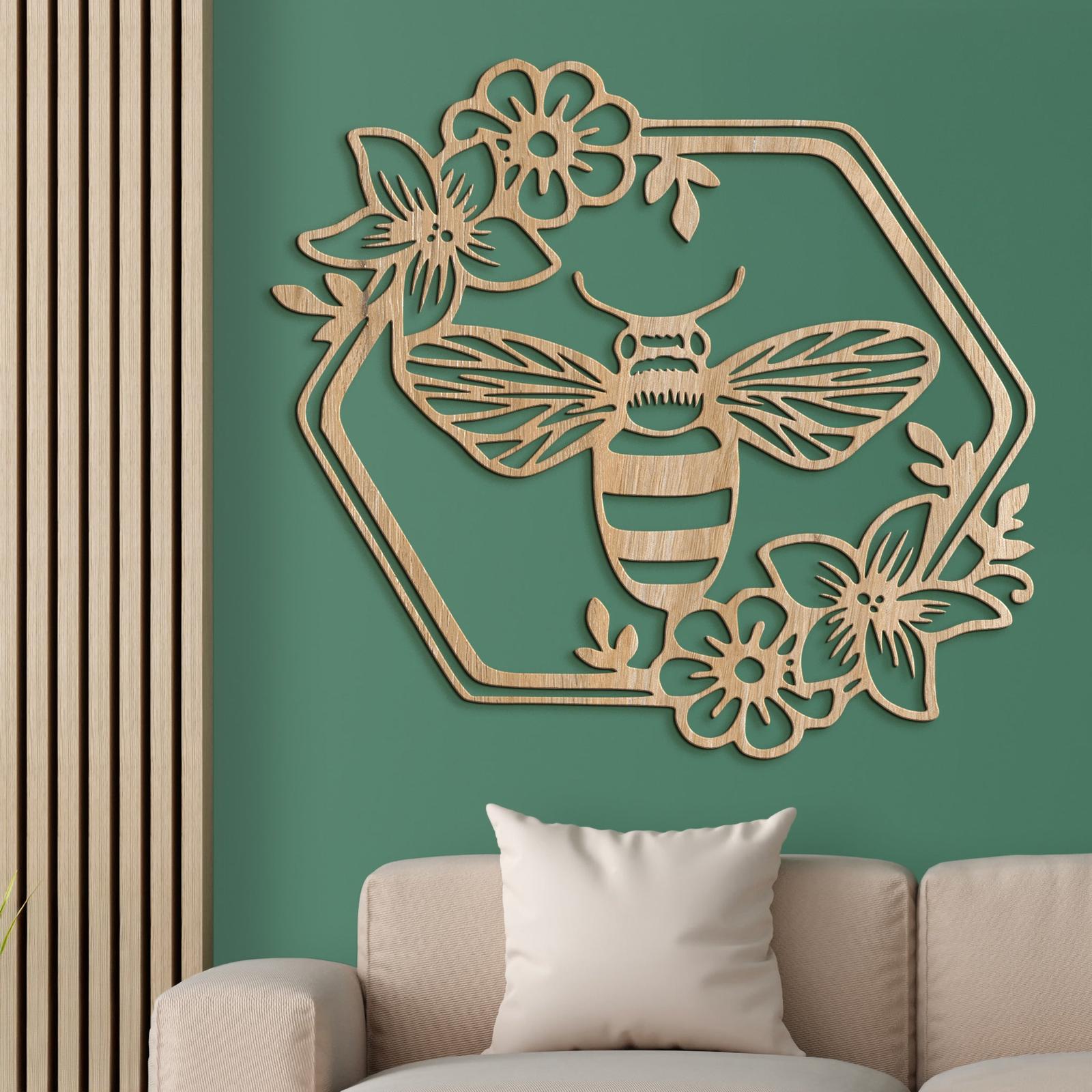 Drevený obraz Včela s kvetmi-DREVTEX