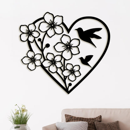 Drevený obraz Srdce s kvetmi-DREVTEX