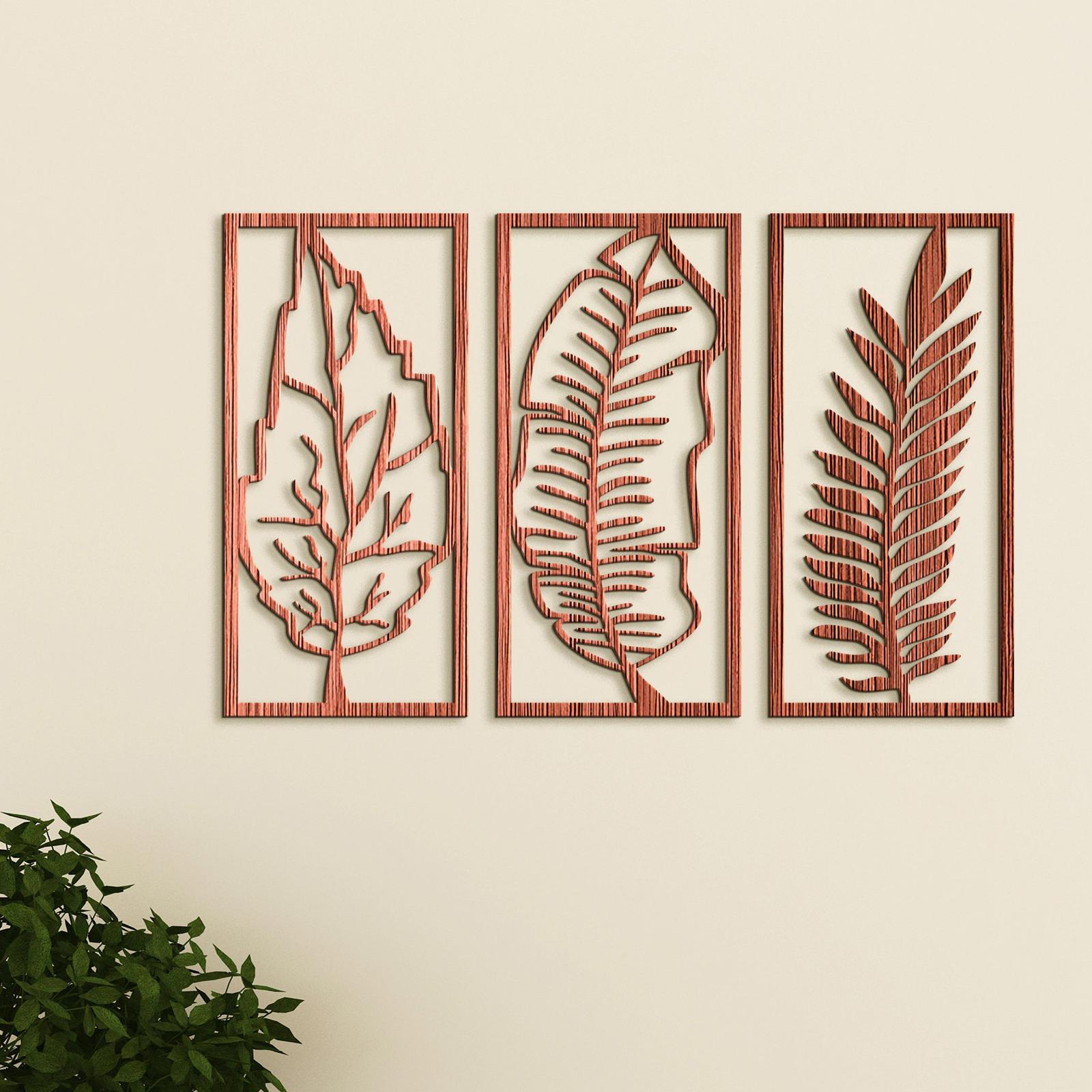 Trojdielny obraz Listy-DREVTEX