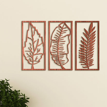 Trojdielny obraz Listy-DREVTEX