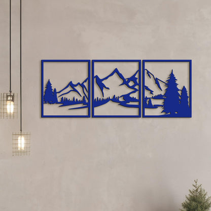 Trojdielny obraz na stenu Hory-DREVTEX