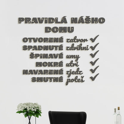 Drevený citát Pravidlá nášho domu-DREVTEX