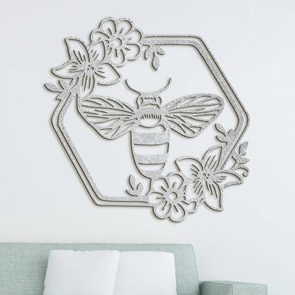 Drevený obraz Včela s kvetmi-DREVTEX