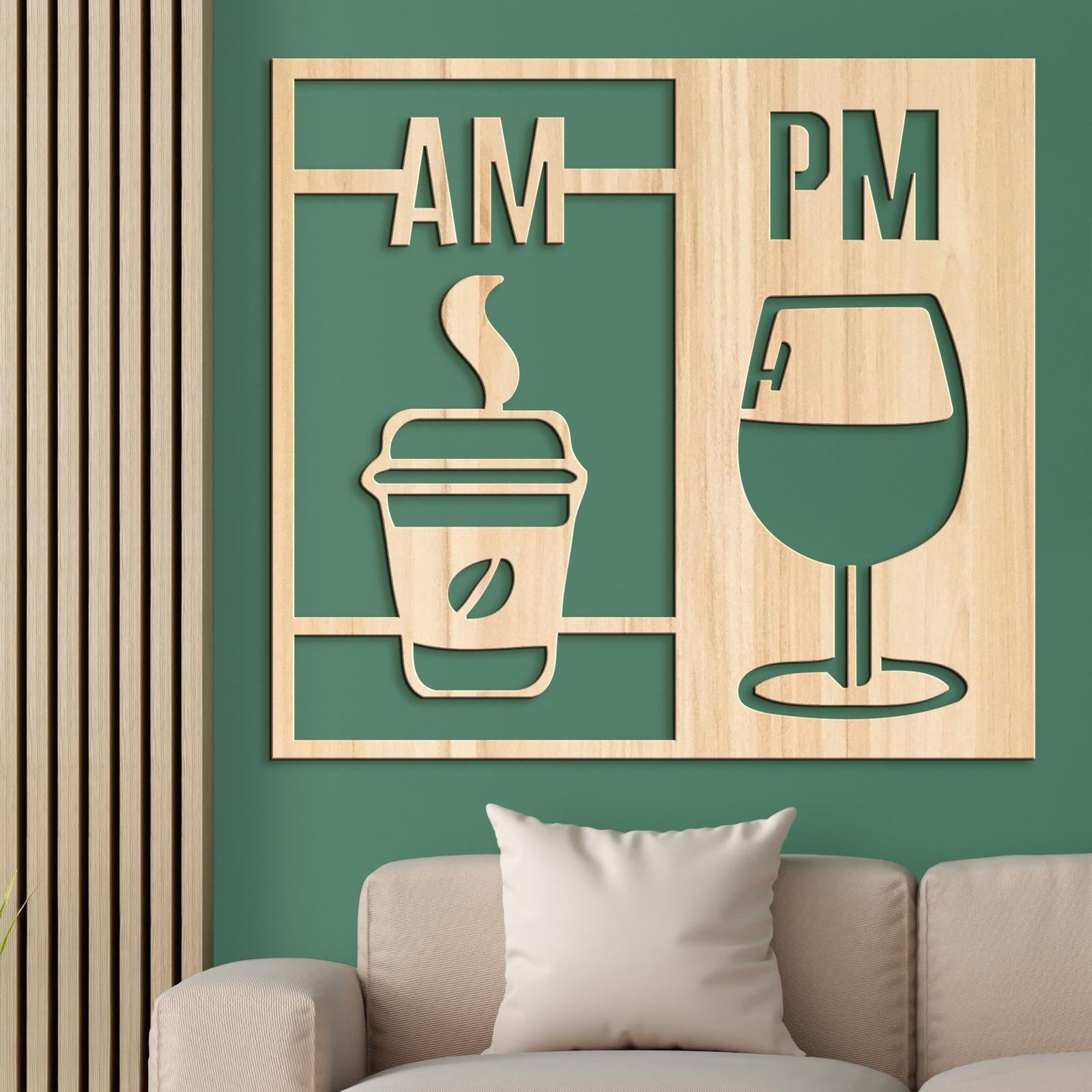 Drevená dekorácia Deň začína kávou a končí vínom-DREVTEX