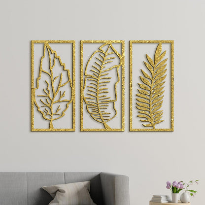 Trojdielny obraz Listy-DREVTEX