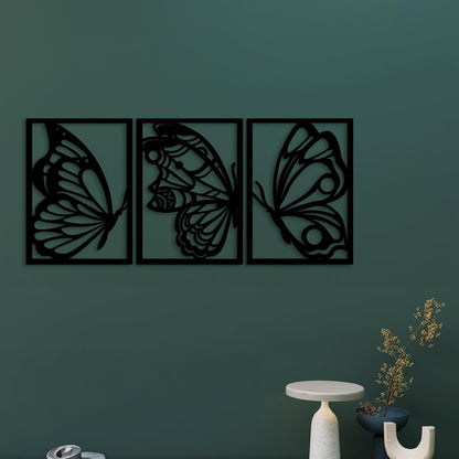 Trojdielny drevený obraz motýle-DREVTEX