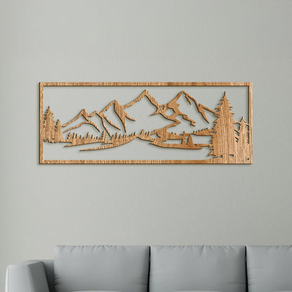 Drevený obraz hory-DREVTEX