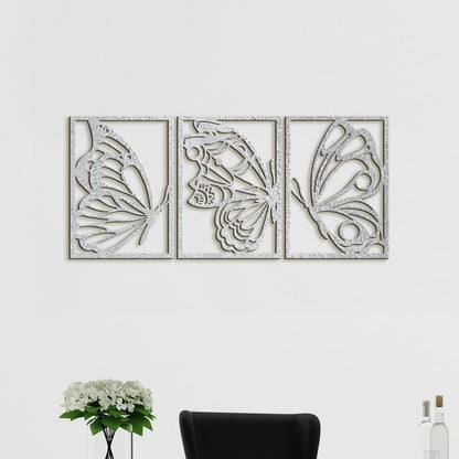 Trojdielny drevený obraz motýle-DREVTEX