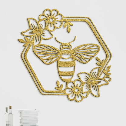 Drevený obraz Včela s kvetmi-DREVTEX