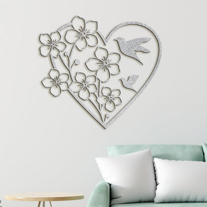 Drevený obraz Srdce s kvetmi-DREVTEX