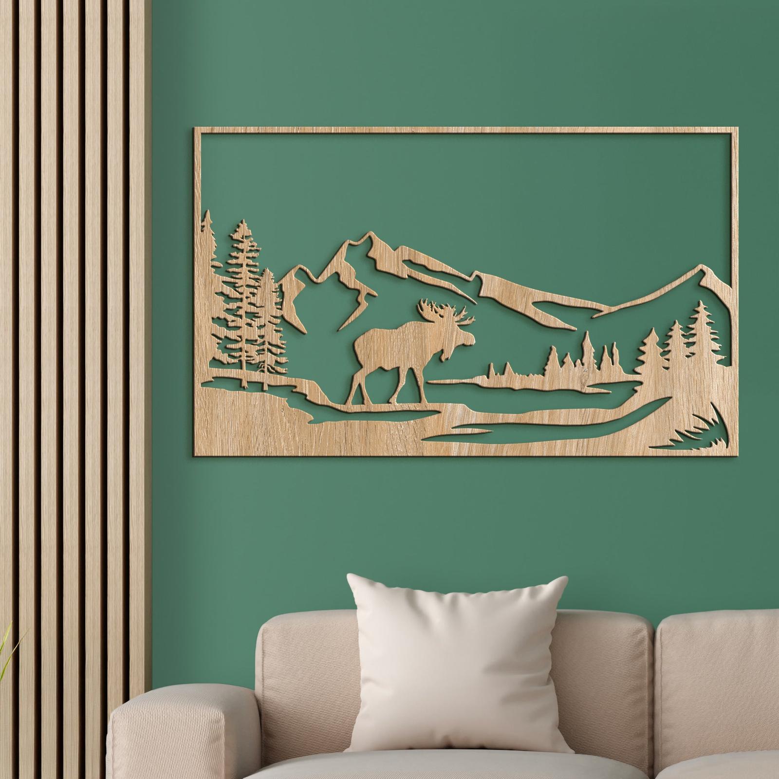 Horska sceneria s lososom-DREVTEX