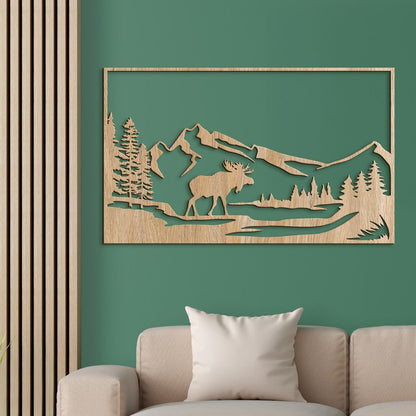 Horska sceneria s lososom-DREVTEX