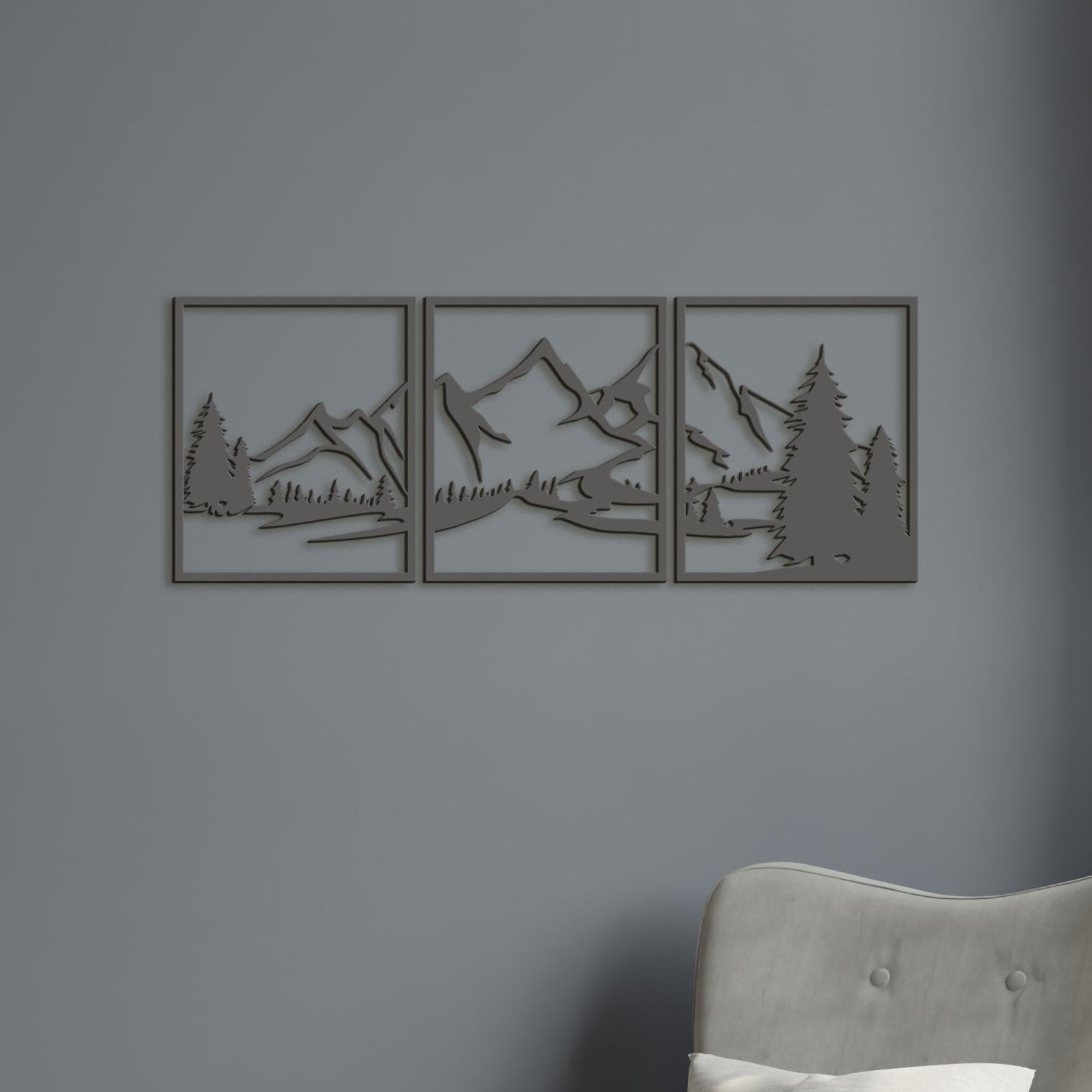 Trojdielny obraz na stenu Hory-DREVTEX