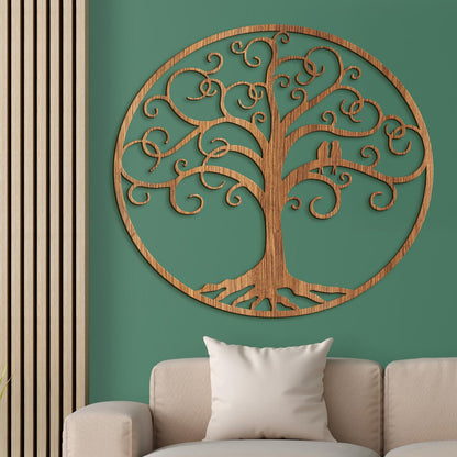 Strom života zaľúbení vtáci-DREVTEX