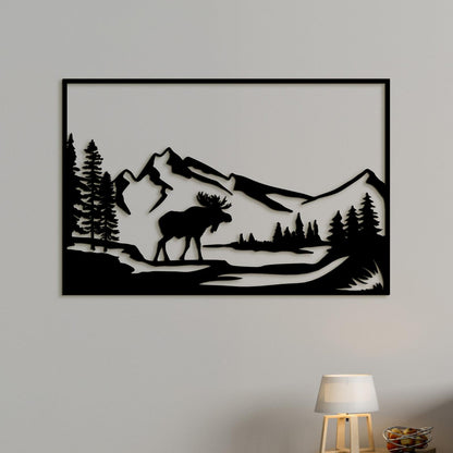 Horska sceneria s lososom-DREVTEX