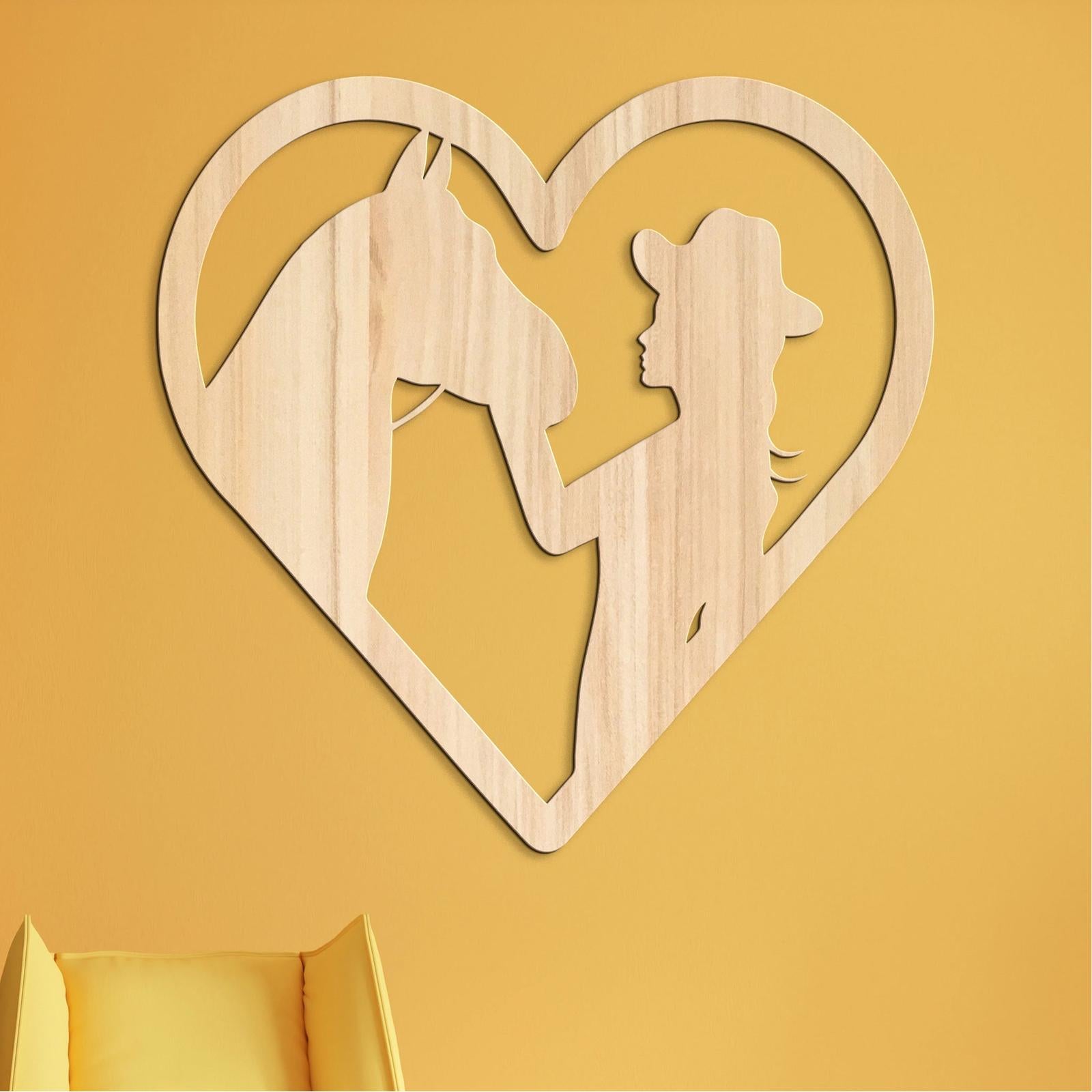 Drevený obraz na stenu žena s koňom-DREVTEX