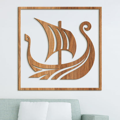 Dreveny obraz Vikingska lod-DREVTEX