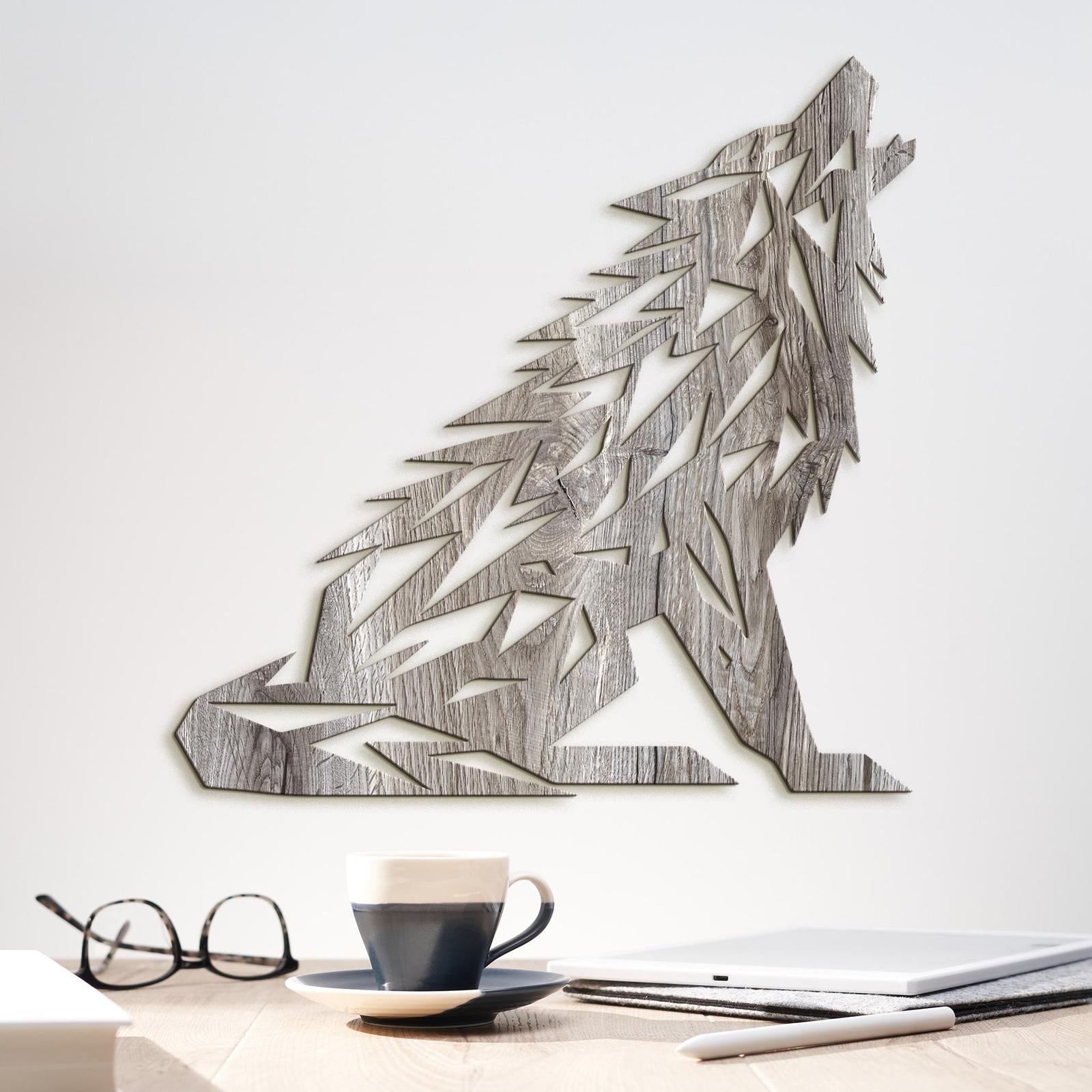 Drevený obraz Vyjúci vlk-DREVTEX