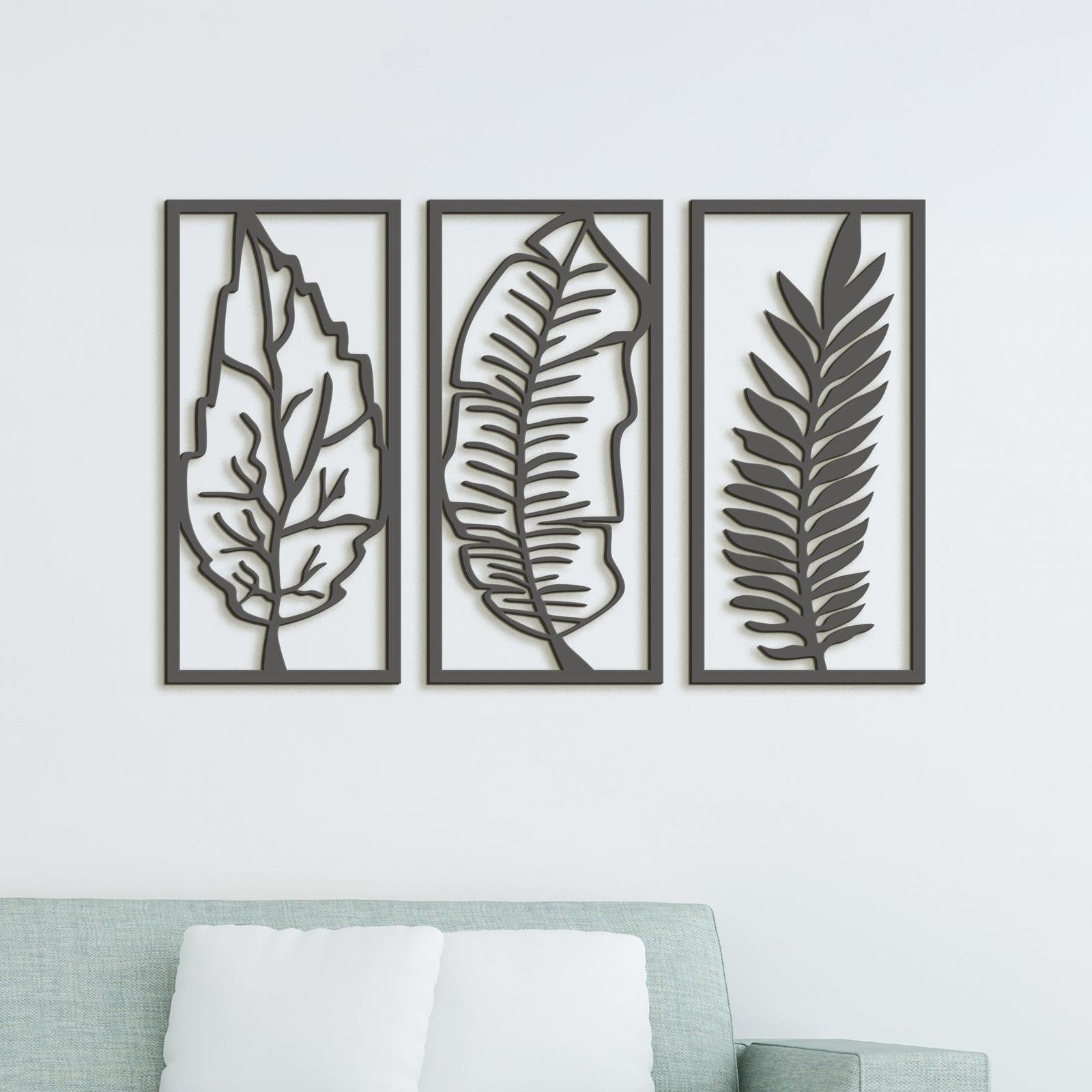 Trojdielny obraz Listy-DREVTEX