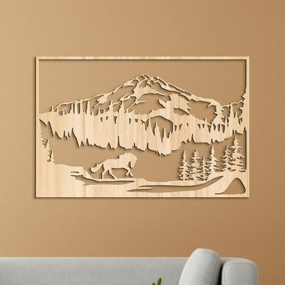 Horska sceneria s konom-DREVTEX