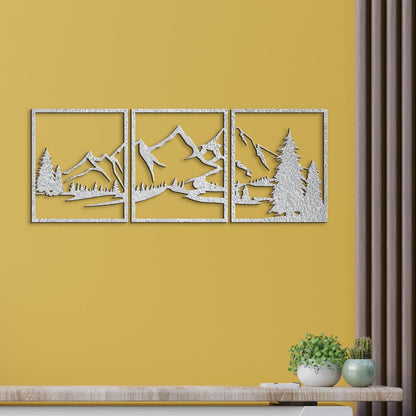 Trojdielny obraz na stenu Hory-DREVTEX