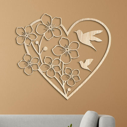 Drevený obraz Srdce s kvetmi-DREVTEX