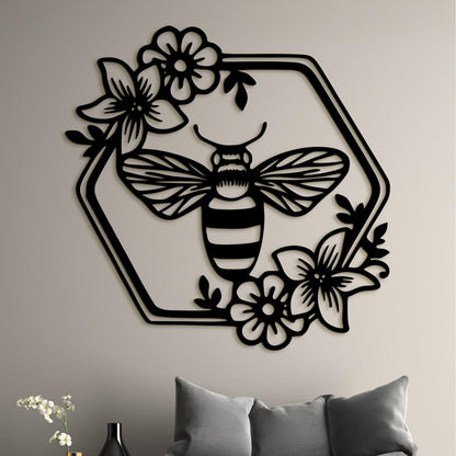 Drevený obraz Včela s kvetmi-DREVTEX